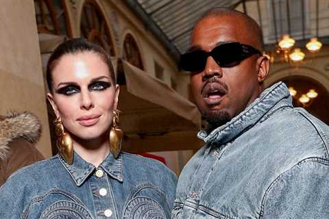 Kanye West & Julia Fox Match in Denim While Making Red Carpet Debut at Kenzo Fashion Show in..