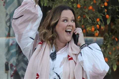 Melissa McCarthy smiles while filming a new project in LA