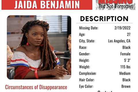 Update: Actress Jaida Benjamin found safe after being reported missing