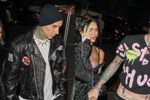 Megan Fox and Kourtney Kardashian join their fiancé at Avril Lavigne’s show