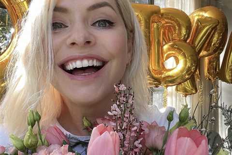 Holly Willoughby stuns in birthday snap with huge gold balloons and flowers as celeb pals celebrate ..