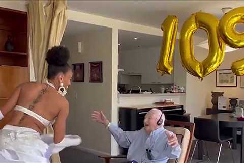 109-Year-Old Man Celebrates Birthday With A Belly Dancer