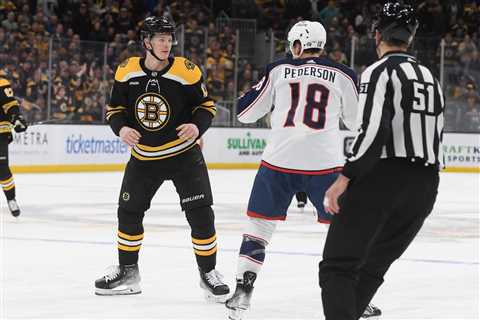 Bruins’ Trent Frederic levels Blue Jackets’ Lane Pederson in a single punch