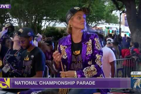 Kim Mulkey celebrates LSU championship with purple-sequined blazer at parade