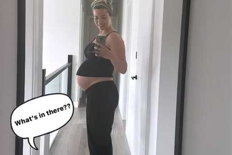 Gemma Atkinson looks like she’s about to pop as she shows off huge baby bump