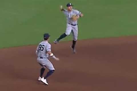 Yankees’ Anthony Volpe does best Derek Jeter impression with jump toss