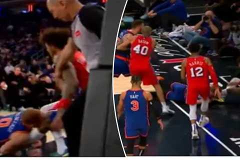 Donte DiVincenzo wrestles with Kelly Oubre and tempers flare in Knicks-76ers clash