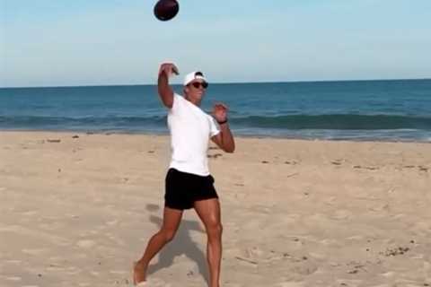 Tom Brady intercepted by Damar Hamlin in pre-white party beach game loss