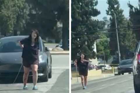 Bloodied Woman Carries Samurai Sword Through Street After Fatal Attack