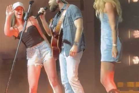 Caitlin Clark enjoying Olympic break as she hits stage at Jordan Davis concert with teammate Lexie..