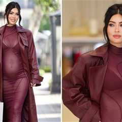 Megan Fox Shows Off Baby Bump in Sheer Burgundy Dress & Matching Thong