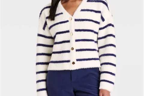 Fuzzy Party Cardigan: Frugal Friday Workwear Highlights