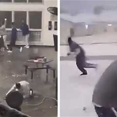 Prisoners Enjoy Snowball Fight After Rare Storm, Video Shows