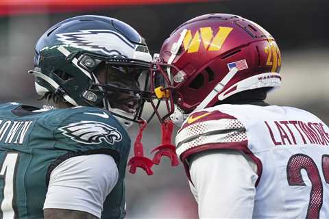 Eagles-Commanders gets chippy as Marshon Lattimore loses helmet in scuffle with AJ Brown