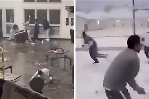 Prisoners Enjoy Snowball Fight After Rare Storm, Video Shows