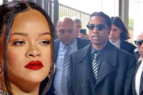 Rihanna Rocks White Top, Gold Hoops at A$AP Rocky Trial
