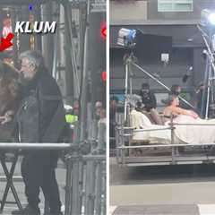 Heidi Klum Looks on While Models Pose in Underwear on Flatbed Truck