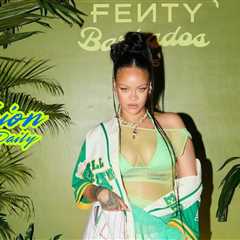 Rihanna Celebrated the Latest Fenty X Puma Collection in a White Pinstripe Jersey and a Seafoam..