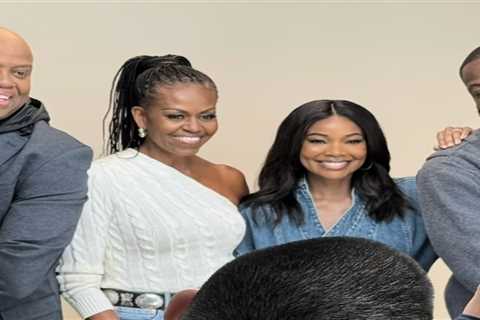Michelle Obama Wears $790 Ralph Lauren Collection One Sleeve Cream Cable Knit Sweater to Interview..