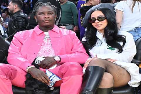 Mariah The Scientists Courtside Basketball with Young Thug Wearing a $740 Coperni Gathered Hem..