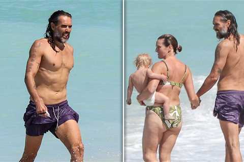 Russell Brand Hits Beach For Relaxing Family Day After Being Charged with Rape
