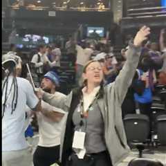 Celtics employee desperately calls for security as Knicks fans refuse to leave TD Garden after..