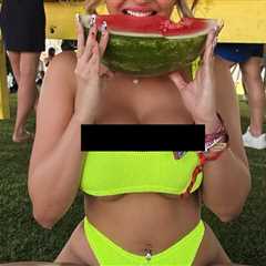Guess the Fruit-Lovin' Hottie Shining Bright in a Neon Bikini!