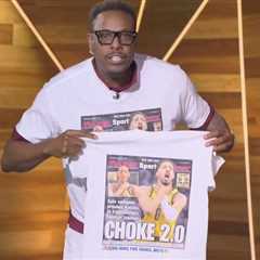 Paul Pierce rocks The Post’s ‘Choke 2.0’ back page on a T-shirt on FS1: ‘I’m a fan’