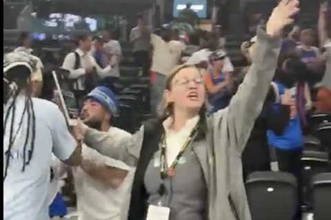 Celtics employee desperately calls for security as Knicks fans refuse to leave TD Garden after..