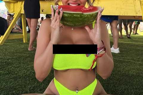 Guess the Fruit-Lovin' Hottie Shining Bright in a Neon Bikini!
