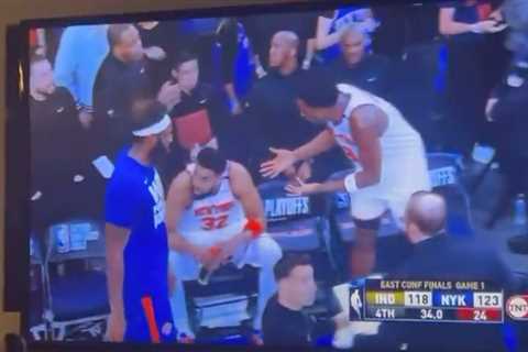 OG Anunoby, Karl-Anthony Towns caught in heated sideline exchange during Knicks collapse
