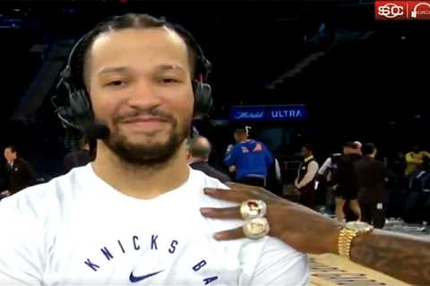 JR Smith ‘molests’ Jalen Brunson’s shoulder during Scott Van Pelt interview after Knicks triumph