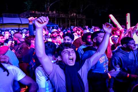 Scenes from a jubilant night at Knicks watch party as excited fans watch team keep season alive