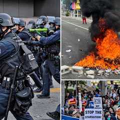 Hundreds of Protesters and Police Clash Over Immigration Issues in L.A.