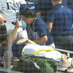 Rays’ Hunter Bigge carted off after getting struck by line drive in dugout in terrifying moment