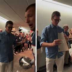 Tom Brady and Rob Gronkowski Break Lombardi Trophy at Fanatics Fest 2025
