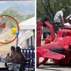 Helicopter Skips, Flips in Slow-Mo Crash Near Lakeside Restaurant, on Video