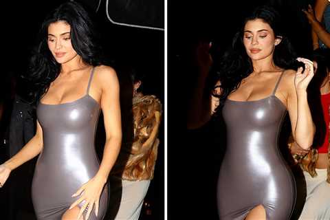 Kylie Jenner Stuns in Skintight Chrome Dress During Los Angeles Outing
