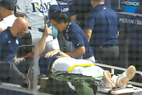 Rays’ Hunter Bigge carted off after getting struck by line drive in dugout in terrifying moment