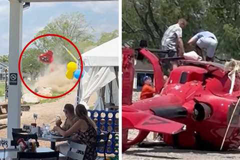 Helicopter Skips, Flips in Slow-Mo Crash Near Lakeside Restaurant, on Video