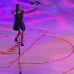 Iconic halftime act Red Panda taken off in wheelchair after scary fall off unicycle at Fever game