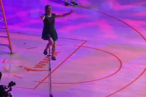 Iconic halftime act Red Panda taken off in wheelchair after scary fall off unicycle at Fever game