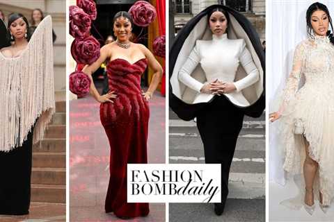 Our ‘Top 4 ‘Favorite Cardi B Looks at Paris Fashion Week including a Red Rahul Misha Couture Look,..
