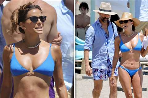 Eva Longoria Turns Heads in Blue Bikini on Beach in Spain