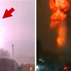 Lightning Strike Sparks Massive Fireball Over South Carolina Roadway, on Video