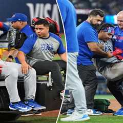 Cubs catcher Miguel Amaya carted off field after scary leg injury