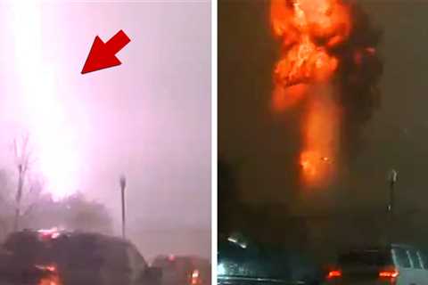 Lightning Strike Sparks Massive Fireball Over South Carolina Roadway, on Video