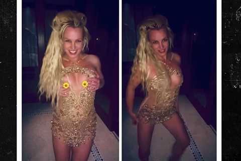 Britney Spears Dances in Sheer Gold Dress, Puts Sunflowers on Boobs, on Video