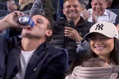 Anthony Rizzo chugs beer while taking in Yankees game with wife and baby — one night before MLB..