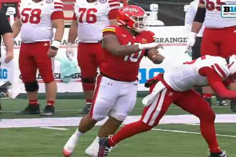 Fans fume after Maryland’s Cam Rice levels limping Nebraska QB Dylan Raiola